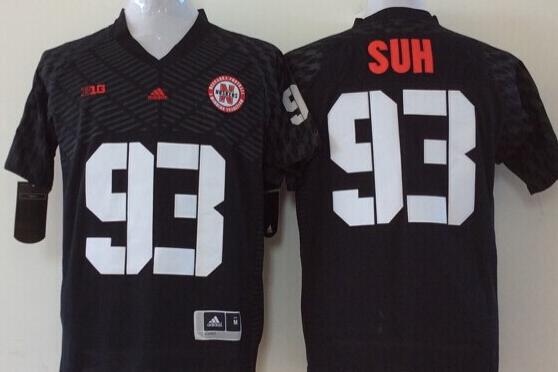 Men Nebraska Huskers 93 Suh Black NCAA jerseys